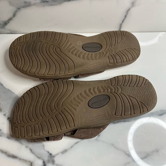 Earth Origins | Brown Leather Hook & Loop Comfort Slides Shelby Sandals Sz 9 - Picture 4 of 4